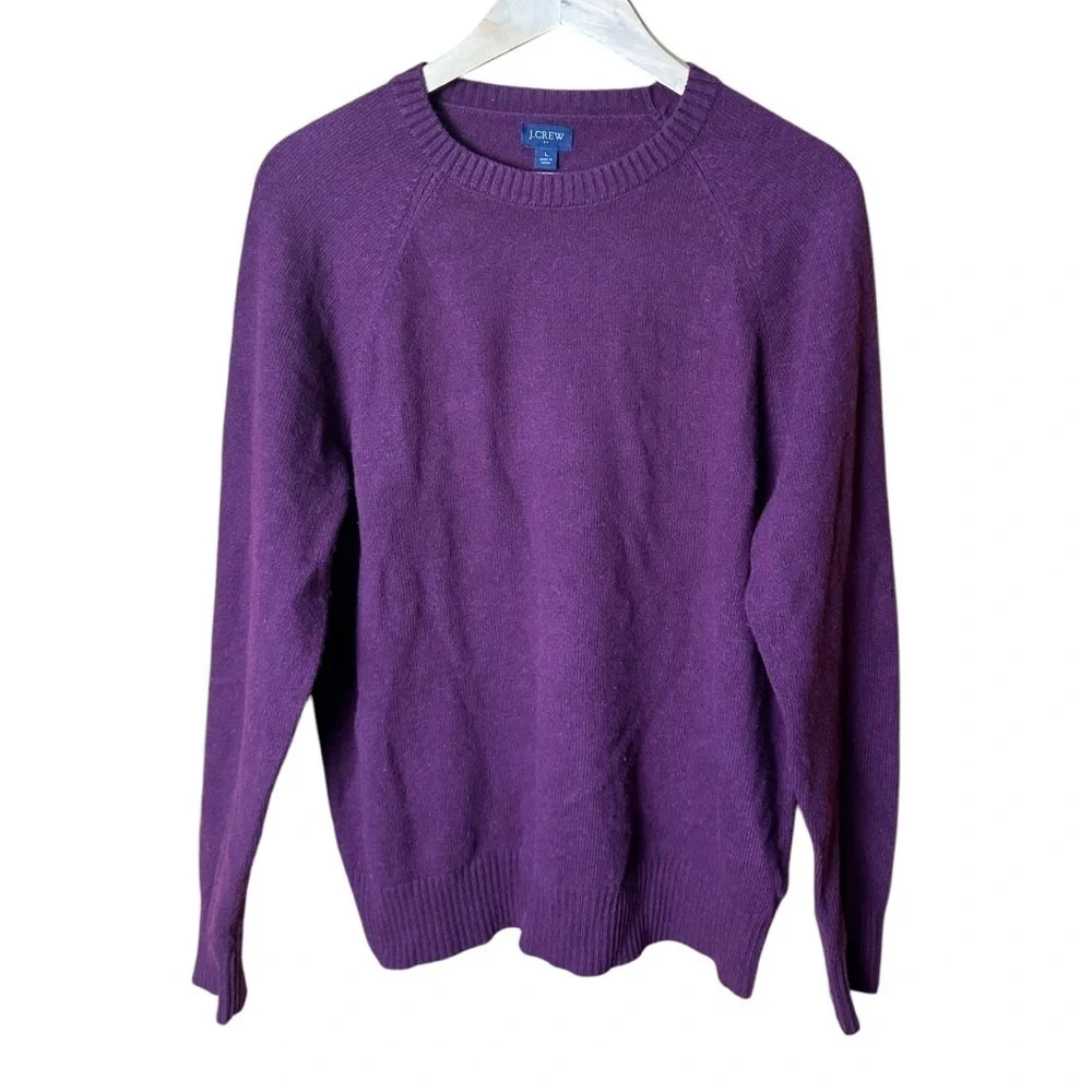 J Crew Burgundy Lambswool Blend Crewneck Sweater Large